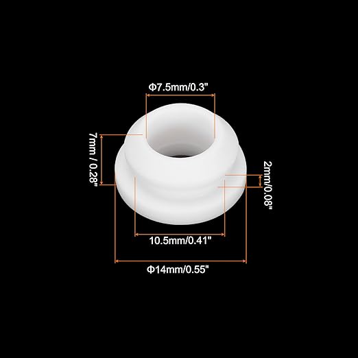 MECCANIXITY 20Pcs Snap Silicone Rubber Grommet Plug Mount Dia 10.5mm ID 7.5mm Narrow Groove Width 2mm Seal Anti-Scratch Sleeves for Electrical Box Cable Pipes White