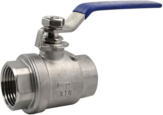 316 Stainless Steel 1/8"~3" Full Port Ball Valve with Blue Vinyl Handle, NPT Female x Female Thread,1000 WOG (1")