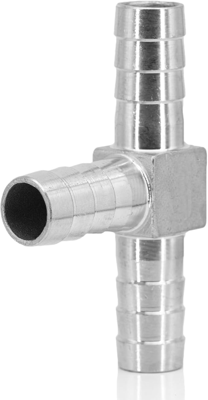 Stainless Steel 5/16" Hose Barb Tee 3 Way T Shaped Barbed Co2 Splitter Fitting