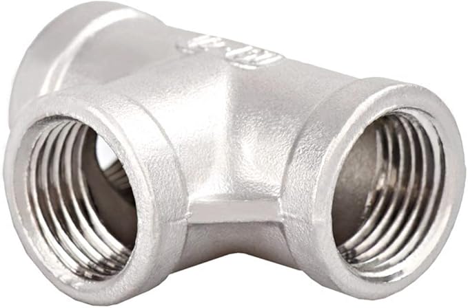 Beduan 3/4" Tee Female NPT T Shaped 3 Way Cast Pipe Fitting - Stainless Steel 304 (Pack of 2)