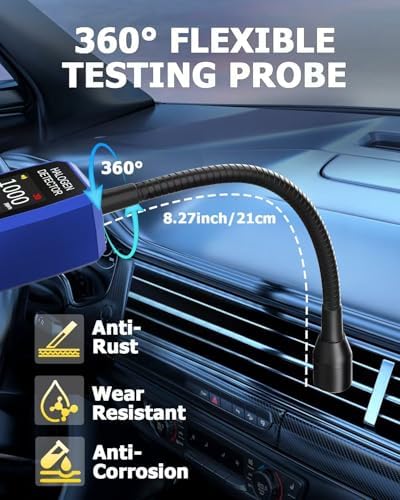 Automotive Freon Leak Detector HVAC, Professional Refrigerant Leak Detector with LCD Display & LED Light, Car AC Freon Sniffer Kit for R134a R410A R22 R32 R1234yf with Audio & Visual Alarm