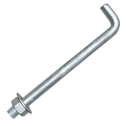 Sandbaggy 5/8" X 8" Threaded Concrete Anchor L-Bolts (Nuts & Washers Included) - Hot Dipped Galvanized - Sill Plate, Base Plate, Masonry, Wood, Cement Anchors, J Bolt (75, 5/8" x 8")