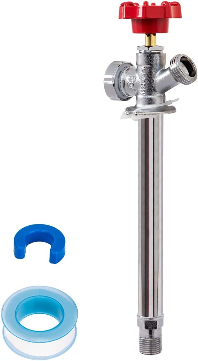 SUNGATOR 8 Inch Frost Free Sillcock, Anti-Siphon Outdoor Hose Valve, 1/2" MIP x 3/4" GHT Hose Bibb, No Lead Brass Garden Faucet/Spigot, MIP End for Both Pushfit and Threaded Connection