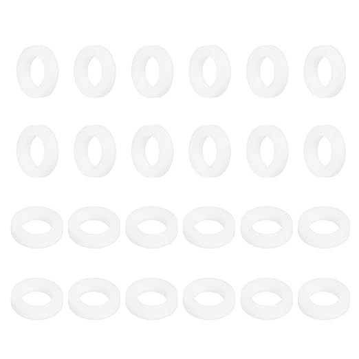 MECCANIXITY PTFE Flat Washers, 24Pack 10mm OD 6mm ID 2mm Thick Sealing Spacer Gasket Ring for Faucet Pipe Hose Bolt Machinery, White