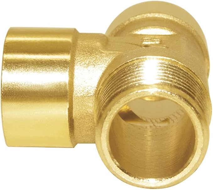 Joywayus Brass Pipe Fitting Barstock Tee 3 Way NPT 1/2" Female x 1/2" Female x 1/2" Male Hose Fitting (Pack of 2)
