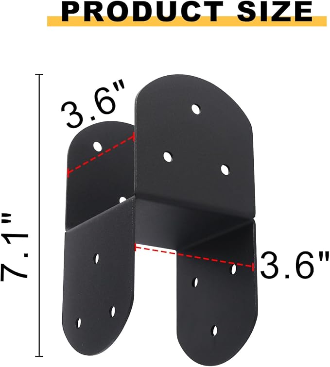 4 Pcs 4"x 4" Deck Post Caps Tie Brackets ,Ineer Size(3.6"x 3.6") 14 Gauge Post Base Steel Post Anchor Connector Support Fence Post Brackets for Posts to Wood