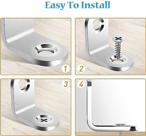 20Pcs Stainless Steel L Brackets - 20mm Right Angle Corner Brace, Heavy Duty Metal, 90 Degree Joints (0.79"x0.79"x0.63")
