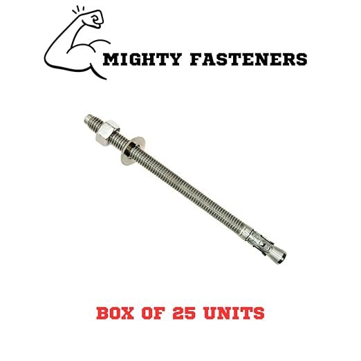 Wedge Anchors – Heavy-Duty 304 Stainless Steel Expansion Bolts for Concrete & Masonry, Rust-Resistant & Durable - 1/2" X 7-1/2" - 25 Pack