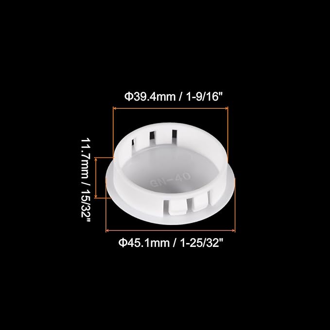 uxcell 1-9/16" Plastic Hole Plugs, 16Pcs Flush Type Panel Round Snap in Fastener Knockout Locking Plugs for Furniture Insert End Caps Panels, White
