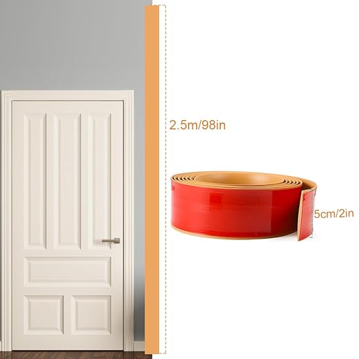 8Ft Floor Transition Strip, 2in Wide Self Adhesive Vinyl Threshold Strip for Joining Floor Gaps Wood Grain Design Tap (2in Wide, Brown)