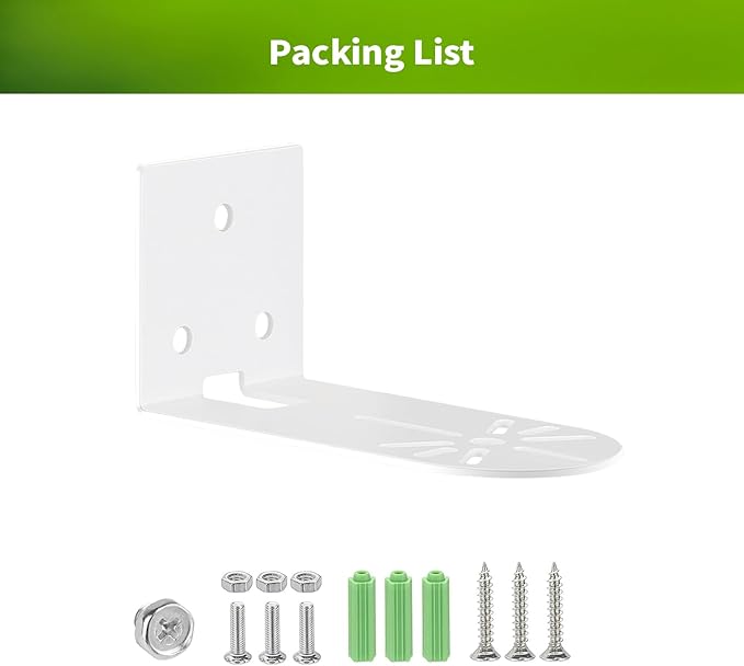 2 Pack Metal Wall Mount for Google Nest Indoor Cam 2nd Gen, Adhesive or Screw Mounting Bracket, No-Drill Shelf Holder for Better View, Durable White Camera Mount for Wall, Deck, Room