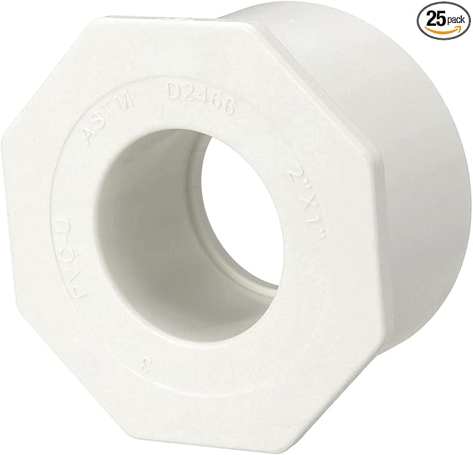 25Pcs 2" x 1" PVC Reducer Bushing Fitting, SCH40 (Spigot x Socket) Furniture Grade PVC Pipe Fitting, Reducer Bush Adapter for Home Sewer Plumbing, Industrial, Pipe Connection