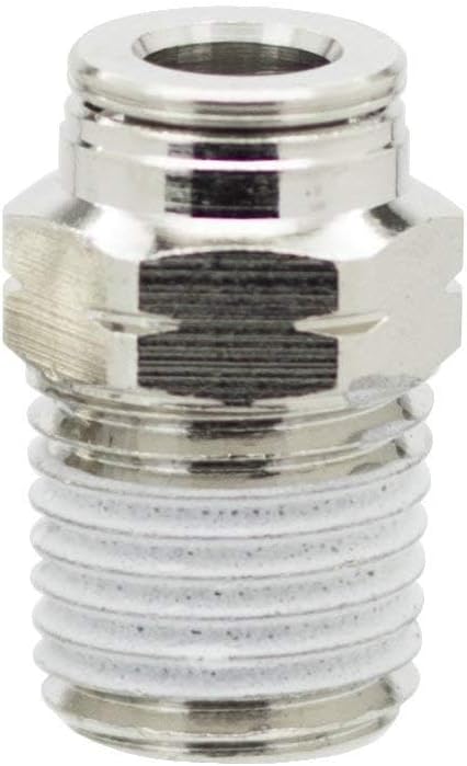PneumaticPlus PN11-1/4-1/8 Push to Connect Metal Air Fitting, Male Straight - 1/4" Tube OD x 1/8" NPT Thread (Pack of 5)