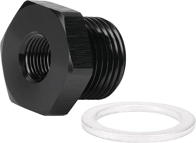 M18x1.5 Male Metric to 1/8 NPT Female Oil Pressure Sensor Adapter Fitting Reducing Bushing Aluminum Black