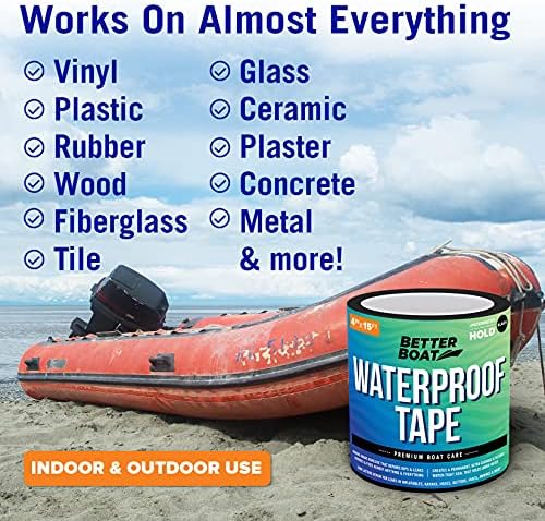 Black Waterproof Tape for Leaks, Heavy Duty Marine Grade Sealant, 15 ft x