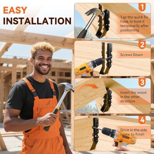 20 Pcs Black 2x10 Joist Hanger,LU210 18 Gauge Double Shear Face Mount Joist Hanger,Hurricane Ties for Rafters Tie Brackets Great for Floor Deck and Ceiling Joists