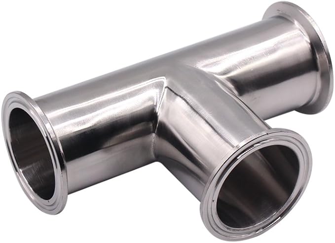 DERNORD Clamp Tee 3 Way Stainless Steel 304 Sanitary Fitting Fits 2" Tri-clamp, 51mm Pipe OD
