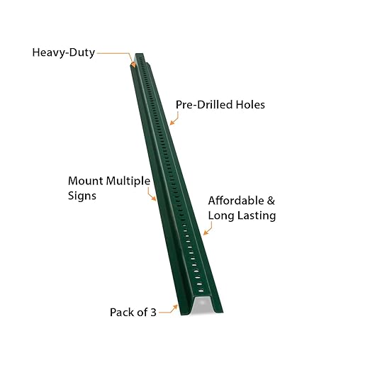 SmartSign U-Channel Sign Post, Heavy Duty | 6' Tall Baked Enamel Steel Post, Pack of 3
