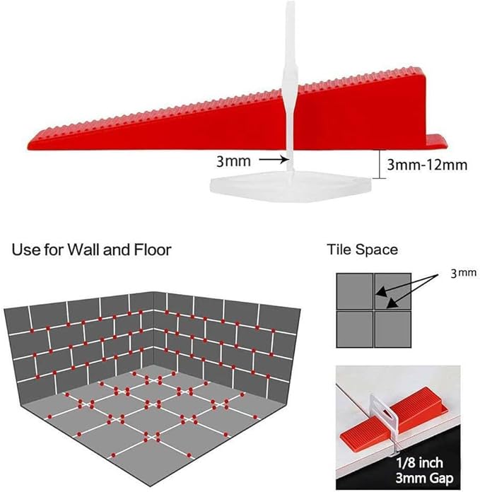 Tile Leveling System 200pcs Reusable Wedges Tile Tools Set for Professional Tile Ceramic Stone Installation (200pcs Reusable Wedges)