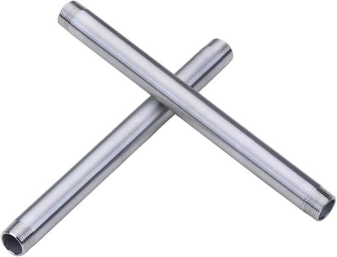 CONSTELLAR 304 Stainless Steel Pipe Fitting - 1/2" NPT Male x 1/2" NPT Male Threaded Thickened Pipe Wall, 400mm (16 inch) Length Heavy Nipple Seamless Pipe (1 Pcs)