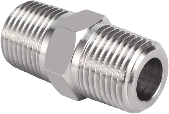 Joywayus Hex Nipple 1/2" NPT Male x 1/2" NPT Male Threaded Stainless Steel 304 Threaded Nipple Pipe Fittings for Brew Kit Home Piping (Pack of 5)