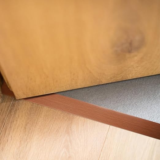 8Ft Floor Transition Strip, 2in Wide Self Adhesive Vinyl Threshold Strip for Joining Floor Gaps Wood Grain Design Tap (Teak Dark Brown)