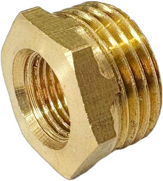3/8" NPT Male x 1/8" NPT Female Brass Reducer Hex Bushing Threaded Pipe Fitting Reducing Adapter Pack of 2