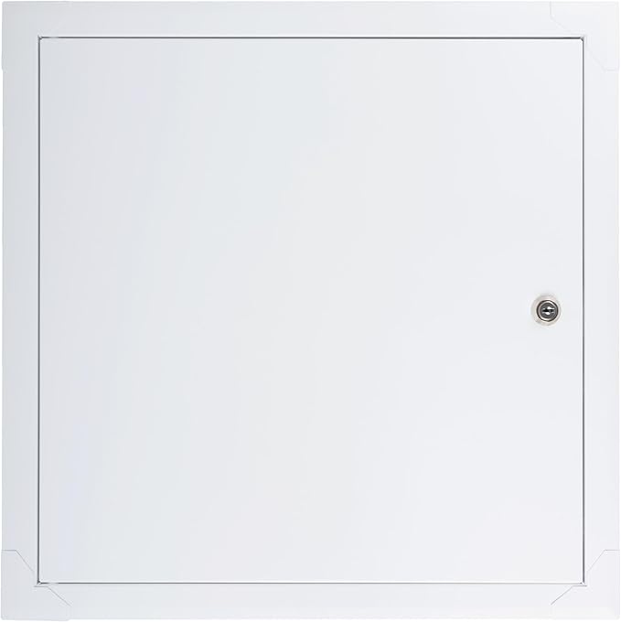 16" x 16" Lockable White Metal Access Panel. Service Shaft Door Panel with Key. Plumbing, Electricity, Heating, Alarm Wall Access Panel for Drywall. Bathroom Services Access Hole Cover.