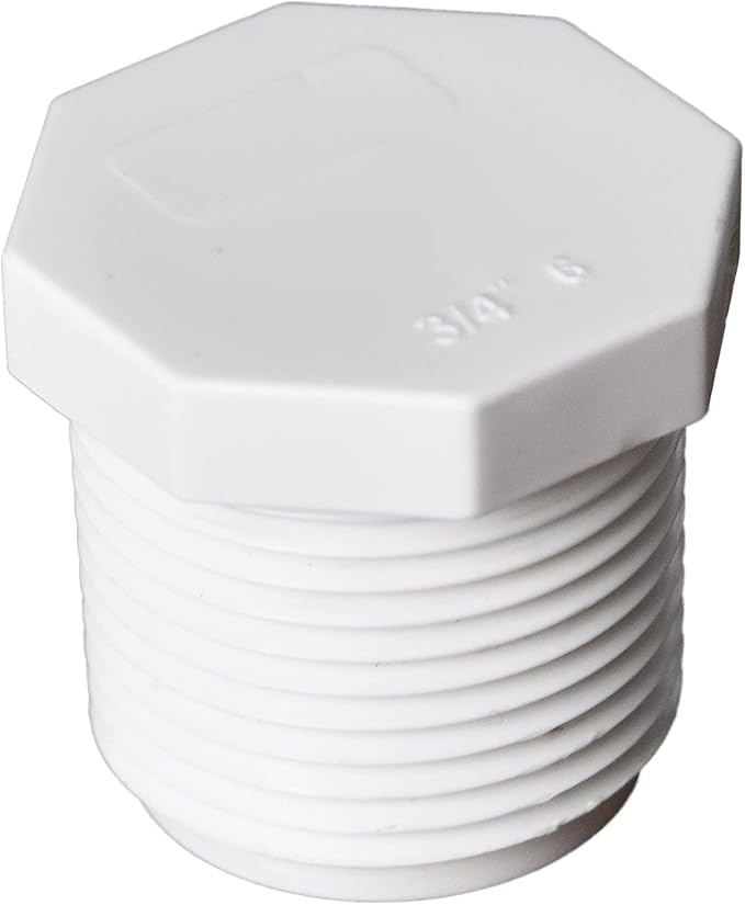 10pcs 0.75Inch PVC Cleanout Plug Male Threaded Drain Cap Coupling Adapter for PVC Pipe Pressure Fitting Schedule 40 NPT Thread Water Pipe closing (3/4", 10)