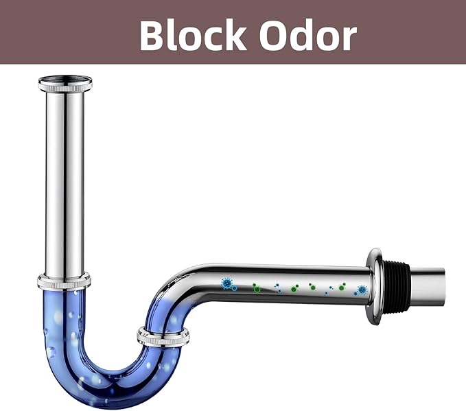 Brass P Trap Bathroom Sink: 1 1/4 Sink Trap with Adjustable Height - Chrome Bottle P-Trap with Slip Joint Extension Tube - U-Shape Basin Sink Plumbing/Pipe Replacement Kit