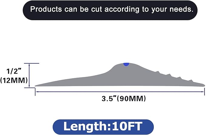 ToLanbbt 10Ft/3.05M Universal Garage Threshold Seal Strip with 300ml Black Sealants/Adhesives, Garage Door Bottom Weatherproof Strip Rubber DIY Weather Stripping Replacement (Grey-Blue Line)