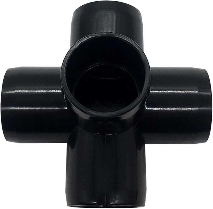 1/2“ Tee PVC Fitting 5 Way Elbow Connector, Furniture Grade 90 Degree Elbow Side Outlet, PVC Corner Fittings for Building Furniture Greenhouse Shed Tent Connection (Black-Pack of 8)