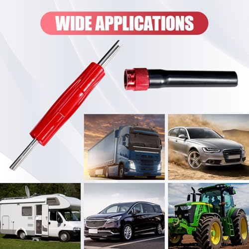 Craedli EVAP Service Port Adapter Kit with Valve Removal Tool, Automotive EVAP Smoke Machine Leak Tester Connector Set for Vehicle System Diagnostics (Red)