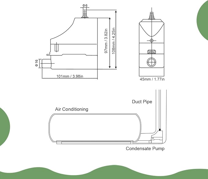 Generic Air Conditioning Drain Pump,100230V Fully Automatic Condensate Water Lifting Pump,Removal Drain for Air Conditioner,Dehumidifier
