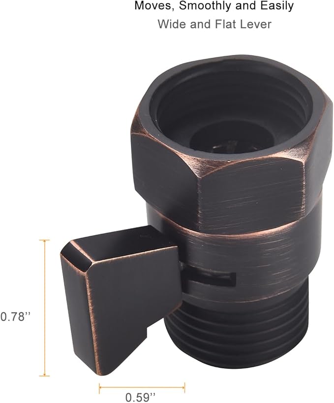 Oil Rubbed Bronze Water Flow Control Valve, Shower Head Flow Control, Angle Brass Shut Off Valve for Handheld Shower, Water Pressure Regulator Replacement