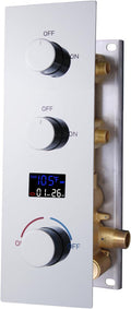 2 Function Shower Diverter with Temperature Display Solid Brass Shower Mixer Valve Pressure Balancing and Flow Control Bathroom Shower Diverter Valve, Chrome