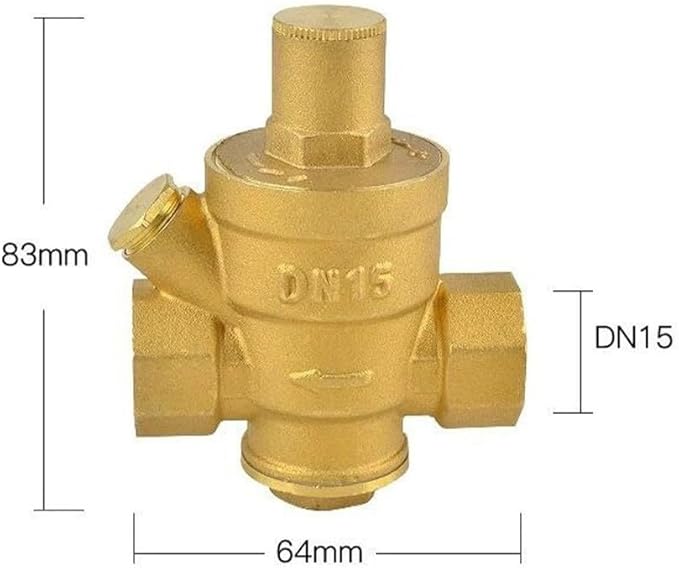 Water Pressure Regulator With Gauge, Made Of High Hardness Brass, Adjustable Water Pressure Reducing Valve Water For Indoor And Outdoor Taps, RV Systems DN20
