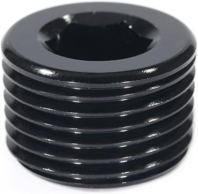 1/2 NPT Male Thread Allen Head Socket Pipe Plug Fitting Aluminum Black（2pcs）
