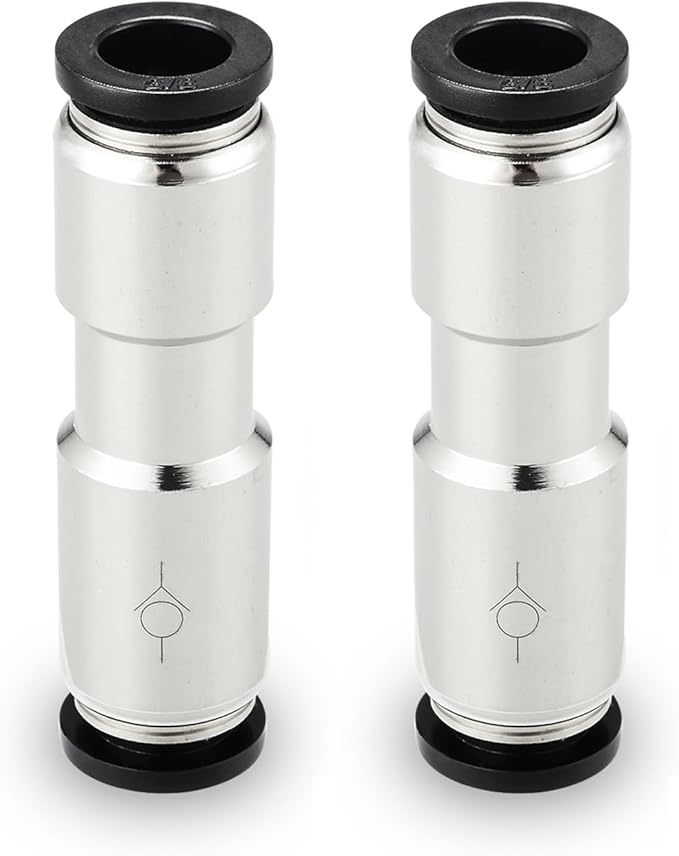 Yoebor 1/2" OD Check Valve Push to Connect One Way Inline Air Pneumatic Valves, Nickel Plated Brass & Plastic (Pack of 2)