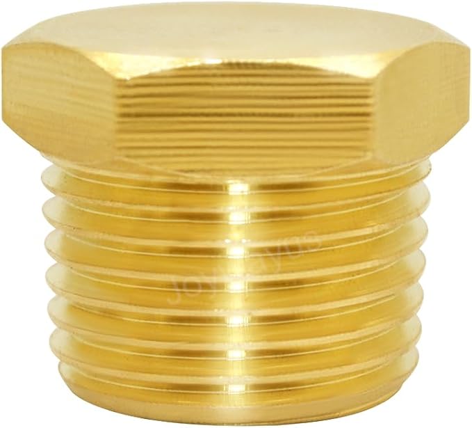 Joywayus 1/2" NPT Male Pipe Plug Outer Hex Head Plug Brass Pipe Fitting(Pack of 3)