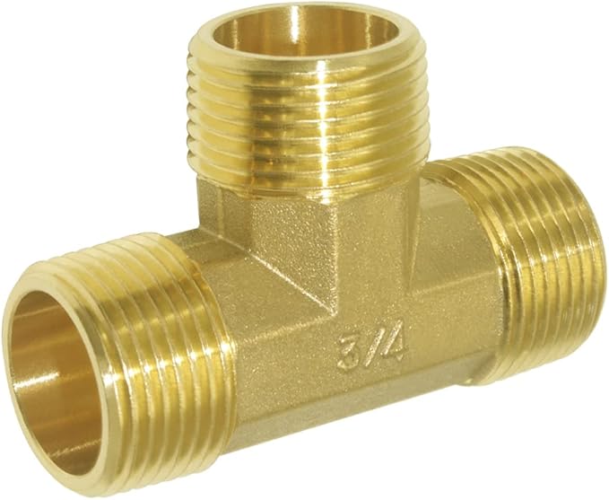 Joywayus Brass 3/4" GHT Garden Hose Threaded Tee Shaped 3 Way Connector Hose Pipe Fitting Coupler Adapter