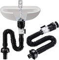 Bathroom Sink Drain Kit with Flexible Expandable P-Trap Pipe Anti-Odor Bathroom Sink Drain Pipe for 1-1/4" and 1-1/2" Hole
