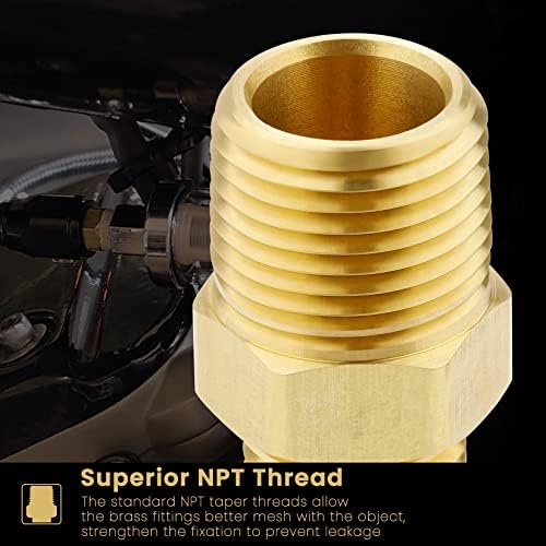 KOOTANS 3/8 NPT x 1/4 NPT Male Solid Brass Hex Nipples,4 PACK