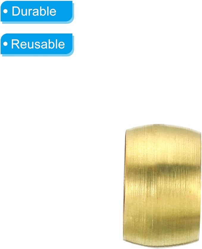 Patikil 12mm Tube OD Brass Compression Sleeves and Ferrules, 20 Pack Brass Ferrule Compression Insert Fitting Assortment Kit for Air, Water, Gas Pipe