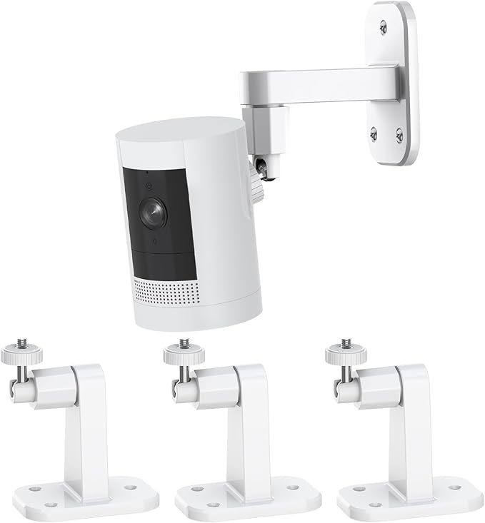 3Pack Camera Wall Mount,Compatible with R-ing Outdoor Cam Plus/Stick Up Cam Battery/Plug-in/Pro/Indoor Cam(1st Gen),360 Degree Adjustable No Drilling Mount for Outdoor Indoor Cameras,White