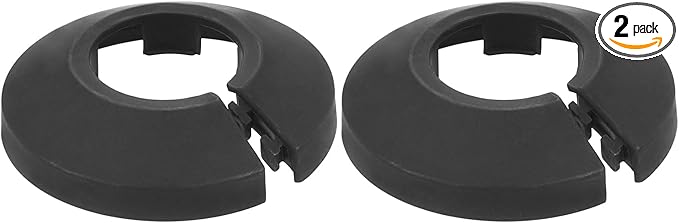 uxcell Escutcheon Plate, 2Pcs 20mm - Fit 0.78" Outer Diameter Split Pipe Flange Water Pipe Cover Collar Decoration, PP Plastic Plumbing Cover Plates (Black)