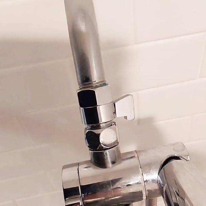 Water Flow Control Valve, Brass Shut Off Valve for Dual Shower Faucet, RV Shower Head with Hose Flow Restrictor, Chrome Faucet Shutoff Valve