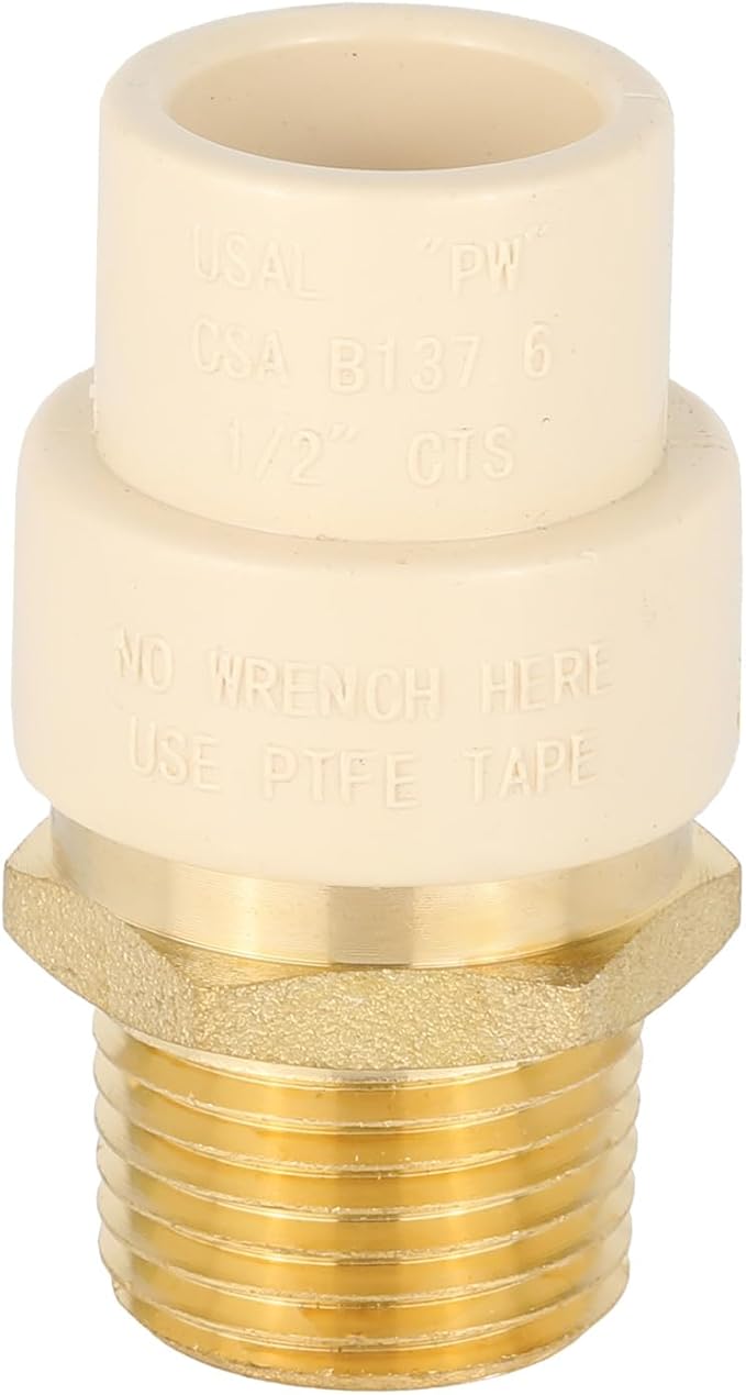 (Pack of 100) EFIELD 1/2"CPVC X 1/2"Male Thread NPT Transition Coupling,Brass Adapter Pipe Fitting (Male NPT x CPVC),(CPVC055-5-100PCS)