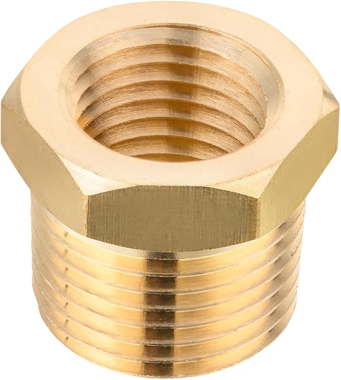(Pack of 10) EFIELD Brass Reducer Hex Bushing 3/8"MNPT X1/4" Female NPT Threaded Pipe Adapter Fittings,(NPT025)