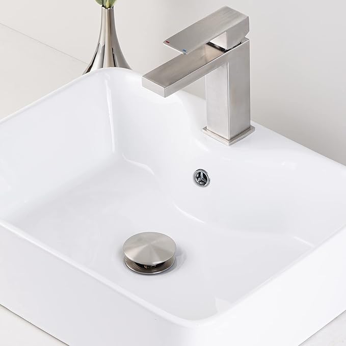 KES Bathroom Vessel Vanity Sink Pop Up Drain Stopper with Overflow for 1.6"-1.9" Sink Hole, All Metal Rustproof Brass and 304 Stainless Steel, Brushed Nickel, S2008A-BN